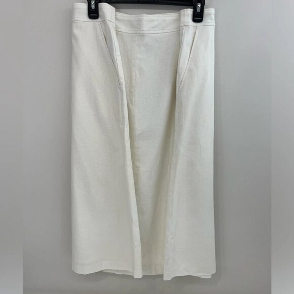 J. Crew Button linen midi skirt in White Plus Size 24 - Picture 2 of 8